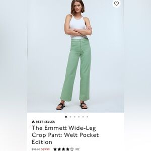 EUC Madewell Emmett Wide Leg Crop Pants 29T